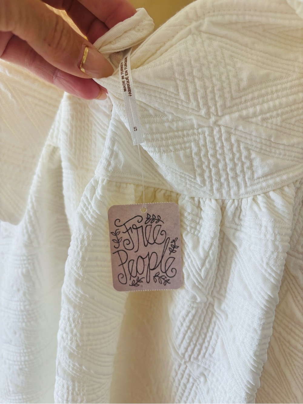 NWT Free People White Textured Violet Square-Neck Babydoll Dress - Picture 5 of 16